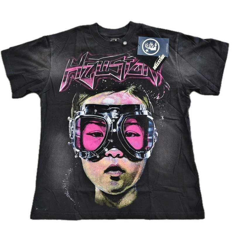 Hellstar Portrait Print Street Style Black T-Shirt
