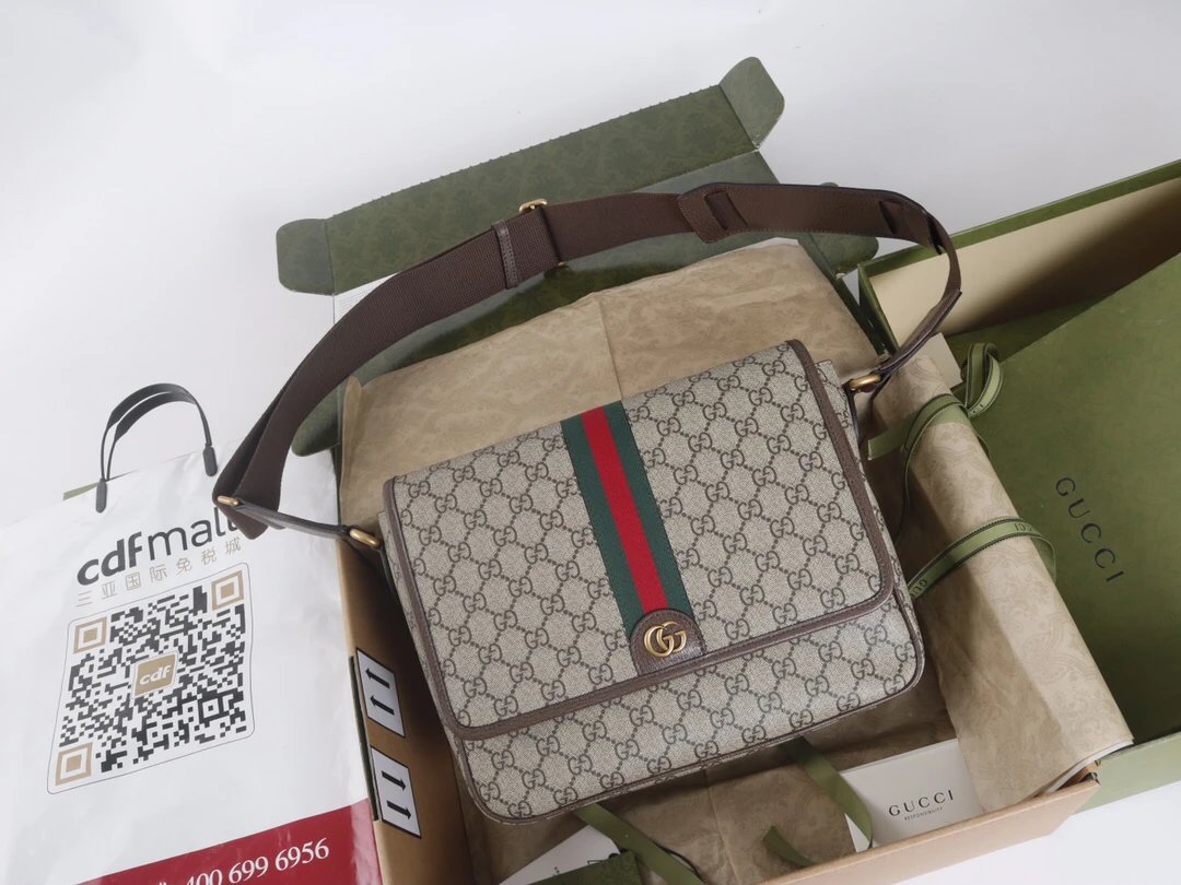 Gucci Mini crossbody bag Beige GG Canvas Flap