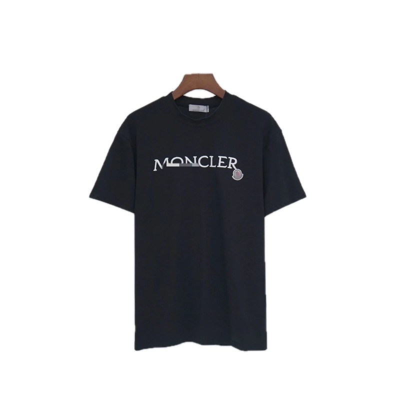 Moncler Embroidered Casual-Style Black T-Shirt