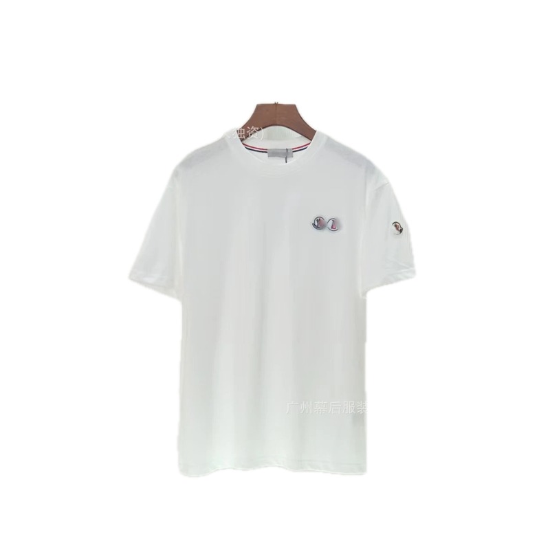 Moncler Badge Casual Style White T-Shirt