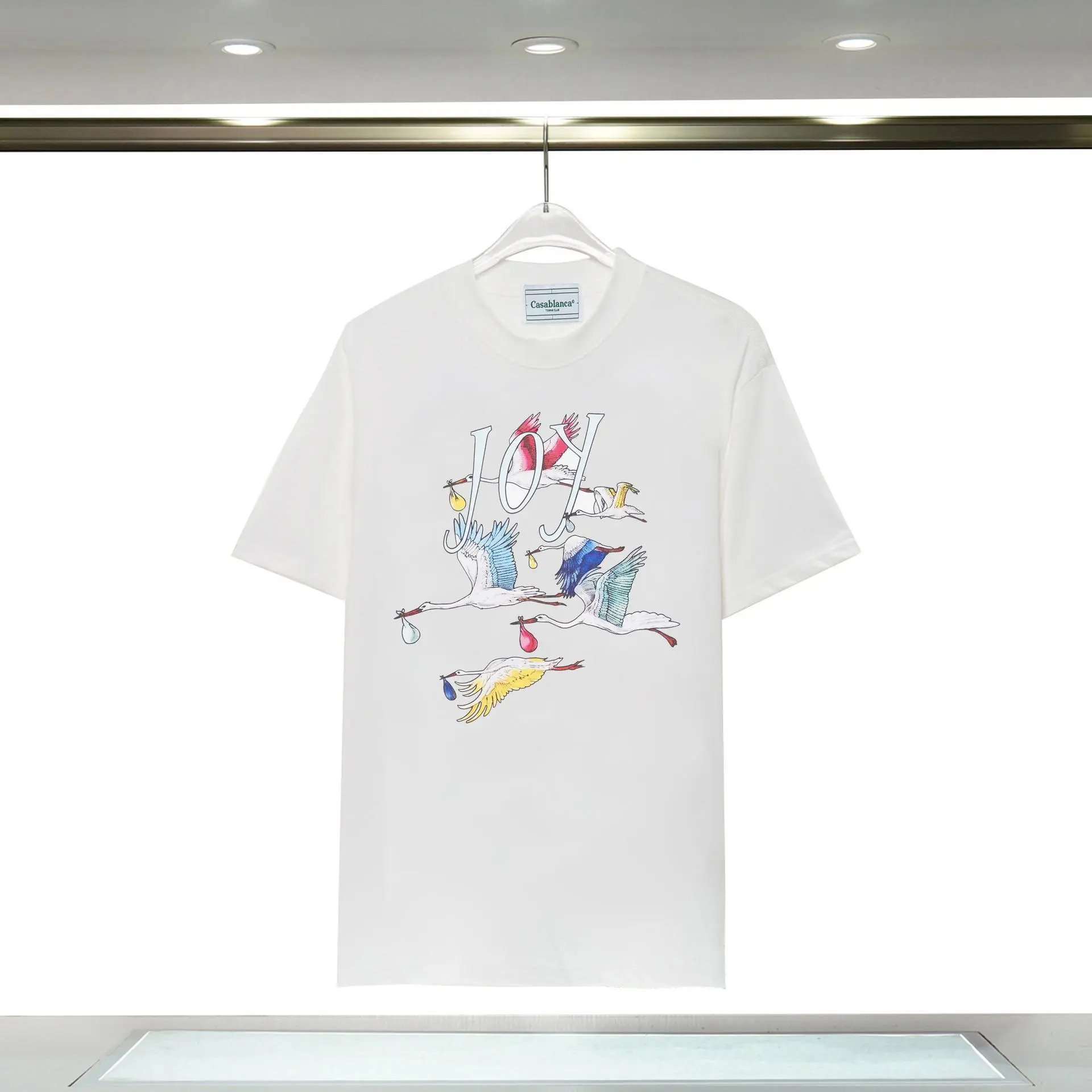 Casablanca Crane Print Wind White T-shirt