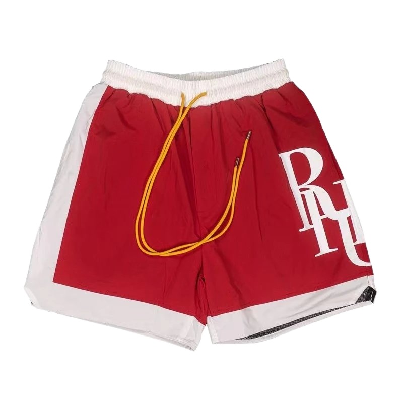 RHUDE Red and White Contrast Color Sports Shorts