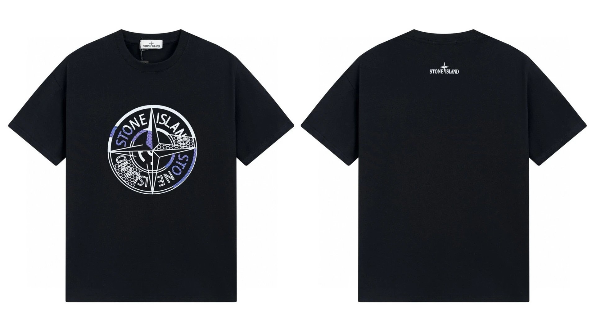 Stone Island Compass Print Street Style Black T-Shirt
