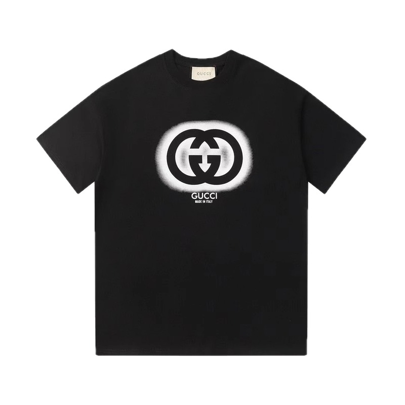Gucci Double G Print Vintage Style Black T-Shirt