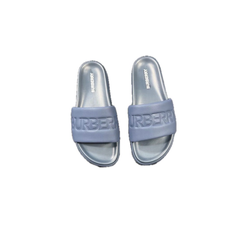 Burberry Embossed Minimalist Style Grey-blue Slides
