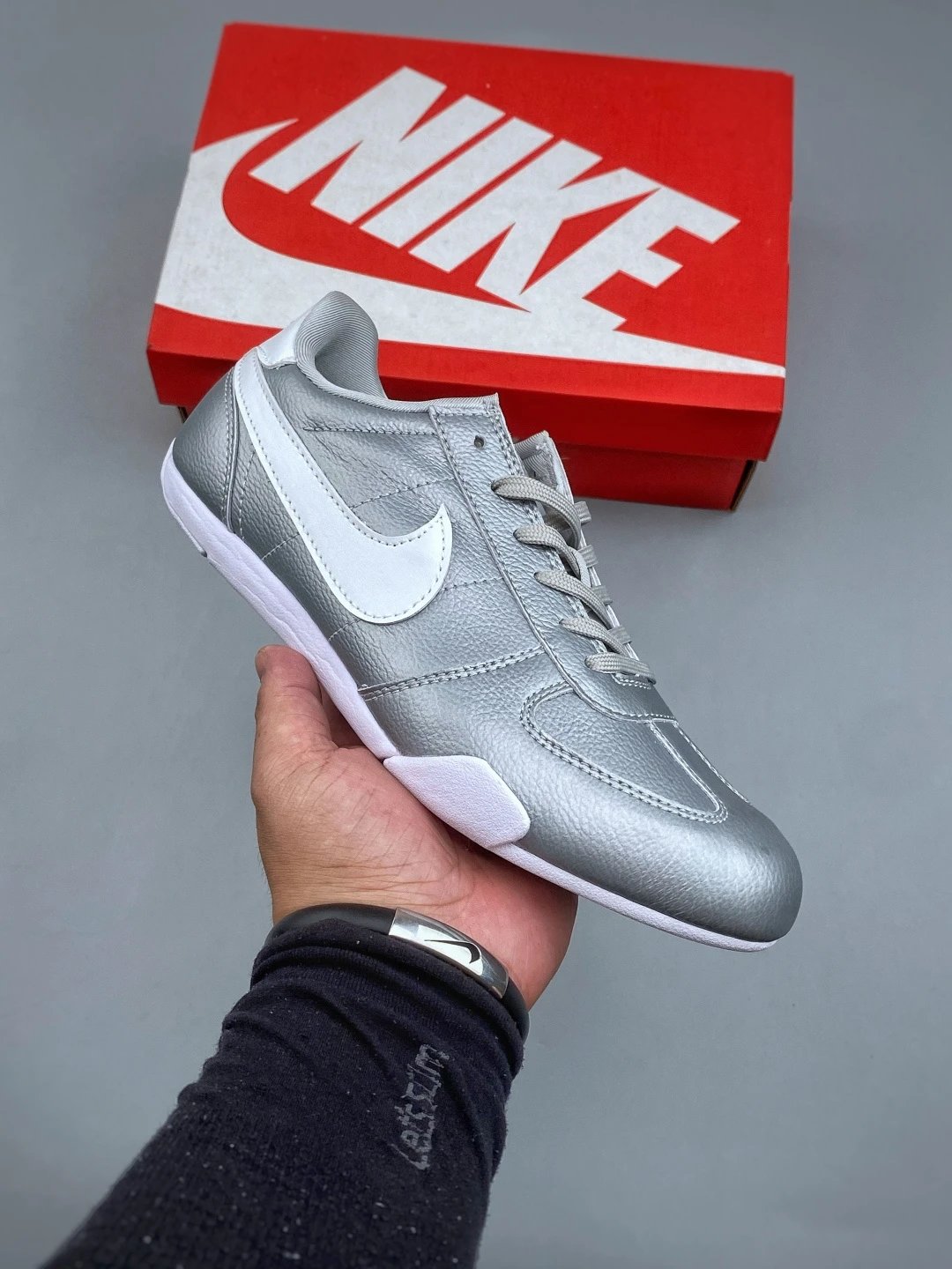 Nike Metallic Silver Retro Runners, Technical Side Panels