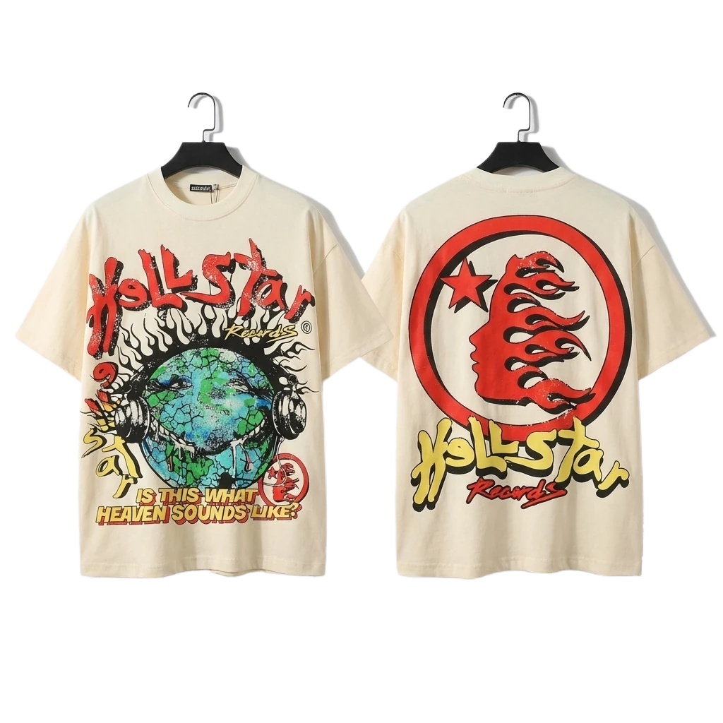 Hellstar Records Retro - style Beige T - shirt