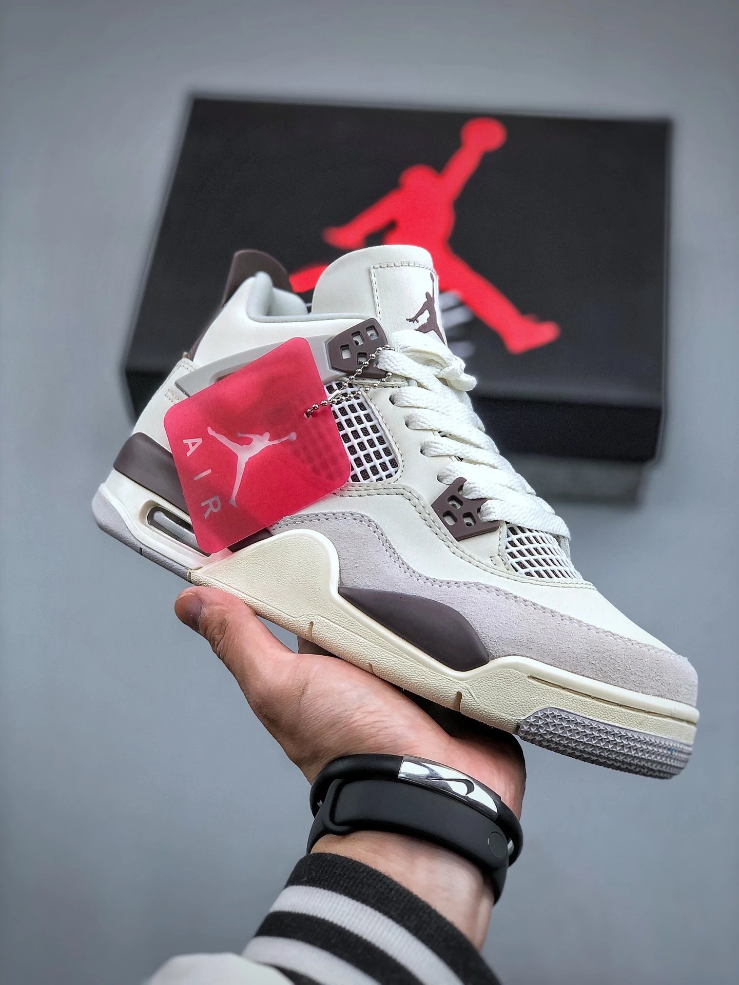 Jordan Basketball High-Tops in White and Gray, Finished with Perforated Toe