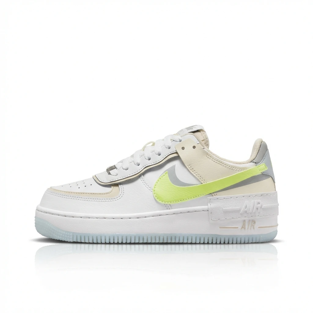 Nike Air Force 1 Trendy White and Green Shoes