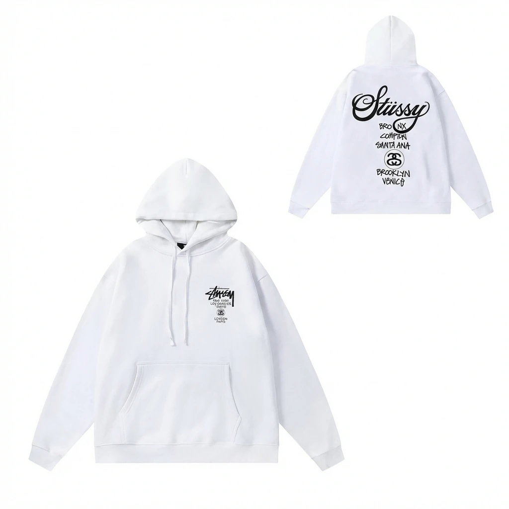 Stussy trendy and cool style white hoodie