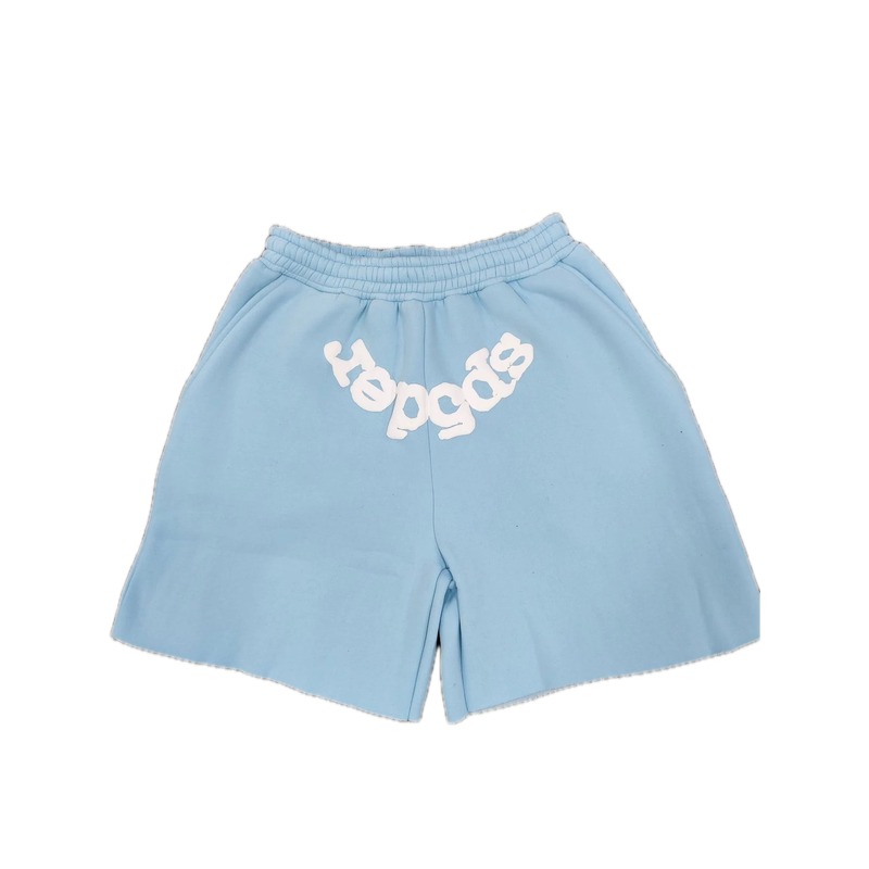 Sp5der Foam Print Street Style Light Blue Shorts