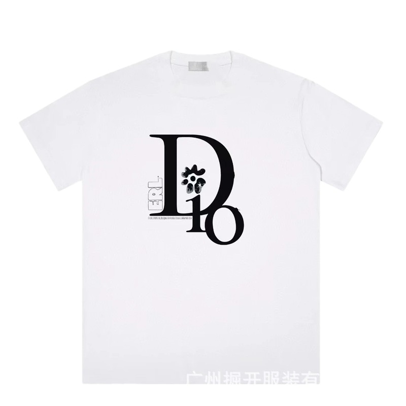 Dior Co-branded Trendy Style Printed White T-Shirt