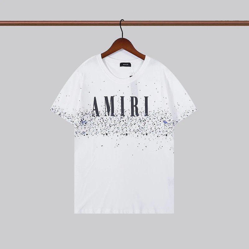 Amiri Logo Detail Graphic T-shirt White Blue Amiri with Relaxed Feel