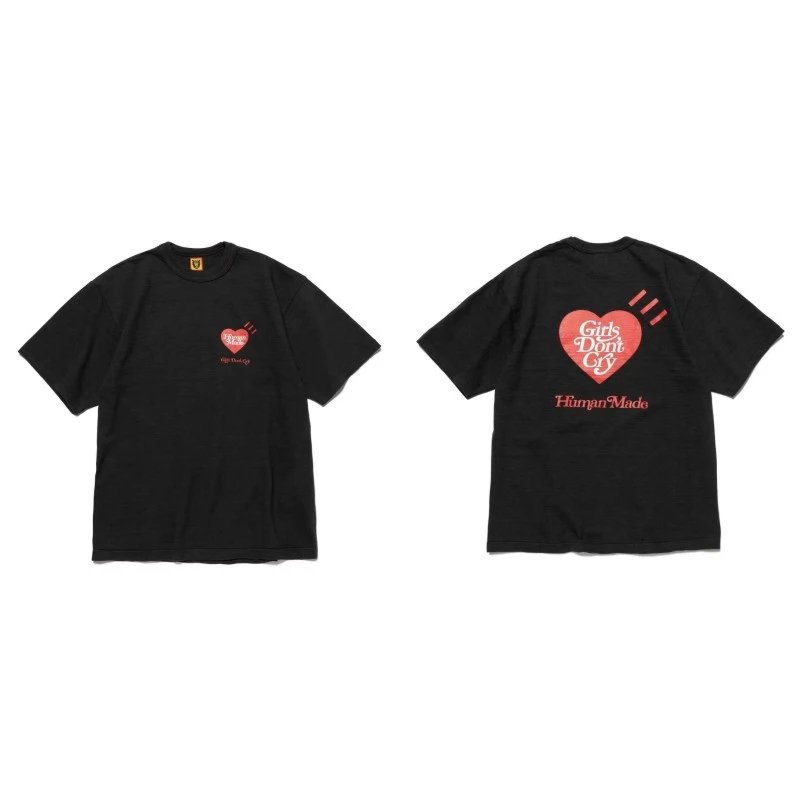 Human Made Summer Heart logo T-shirt Black Green Human with Bold Graphic