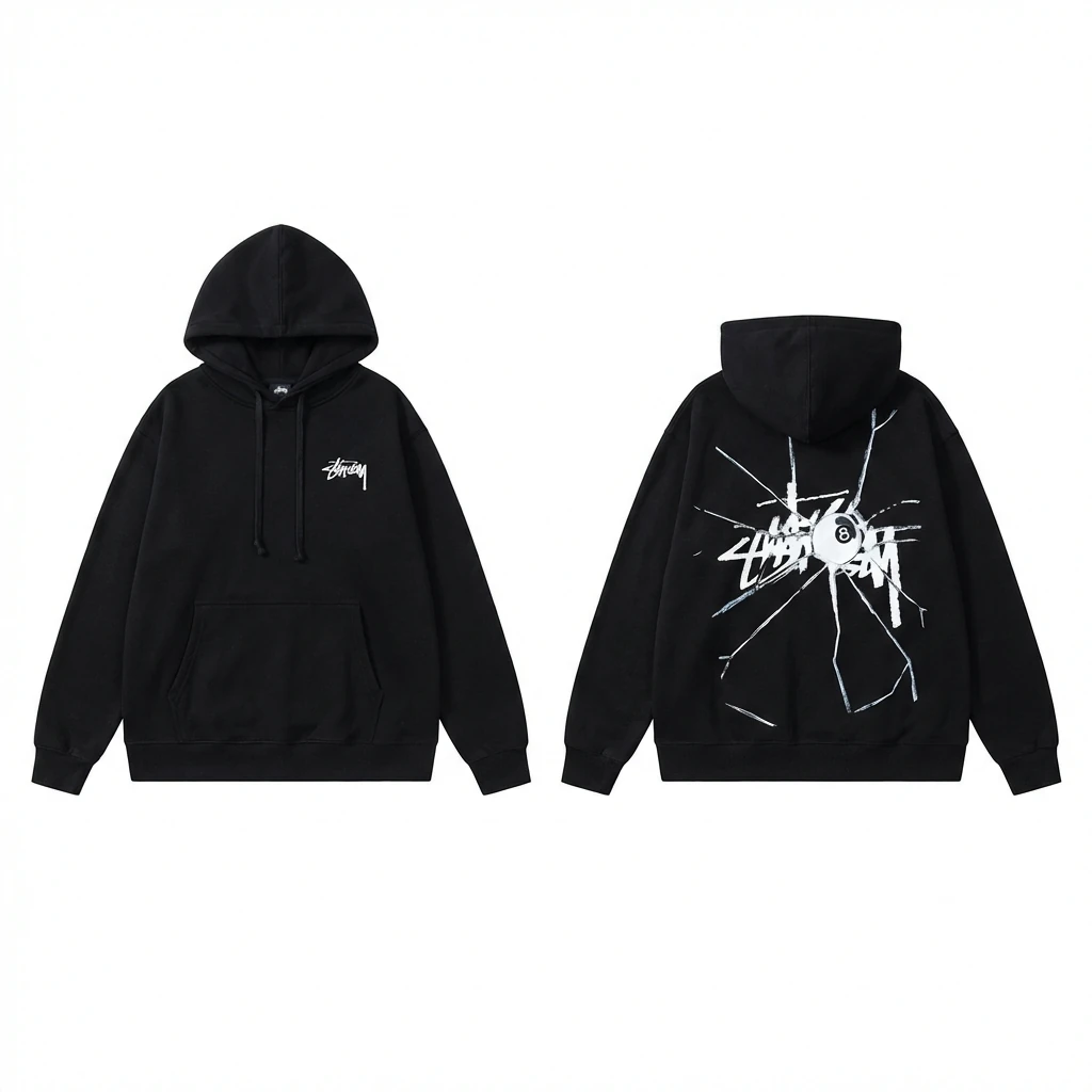 Stussy dark style black hoodie
