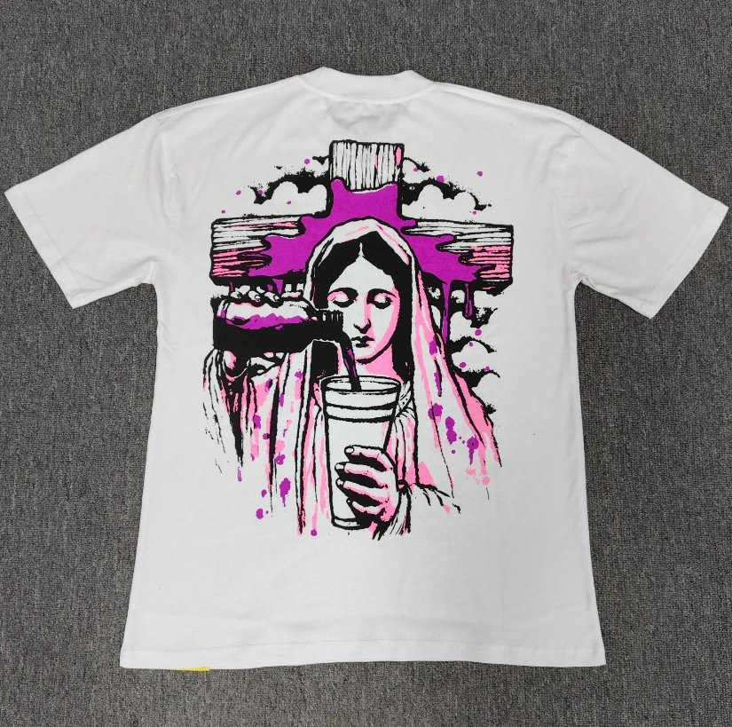 American Streetwear Brand Virgin Mary Printed Street Style White T-Shirt