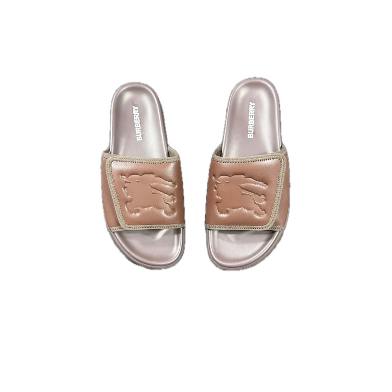 Burberry Classic Knight-Embossed Light Luxury Style Brown Slides