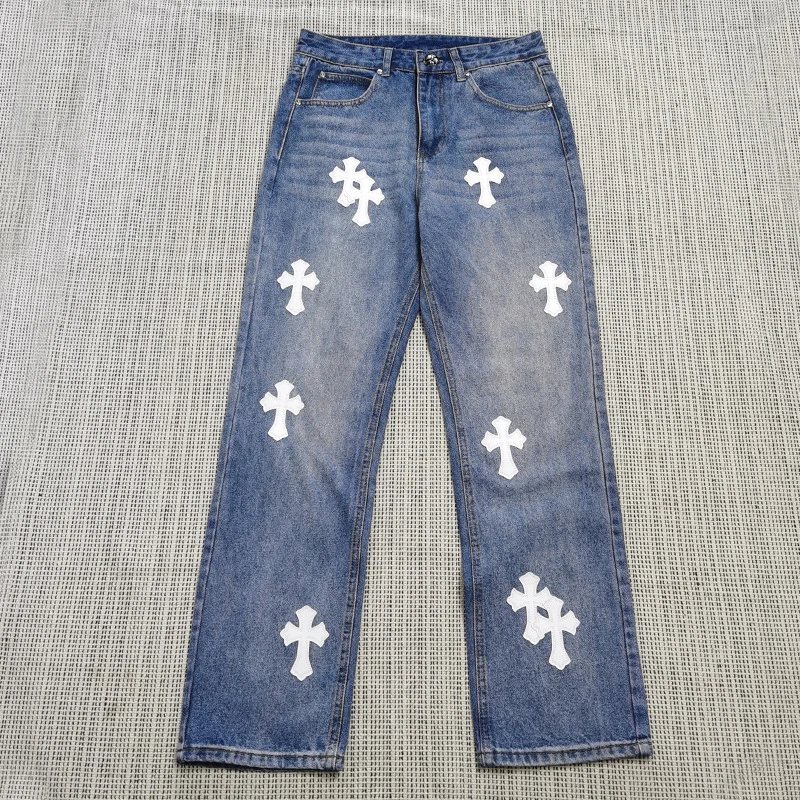 Chrome Hearts Lightweight Cross patch jeans White Jeans Black for Trend Styling