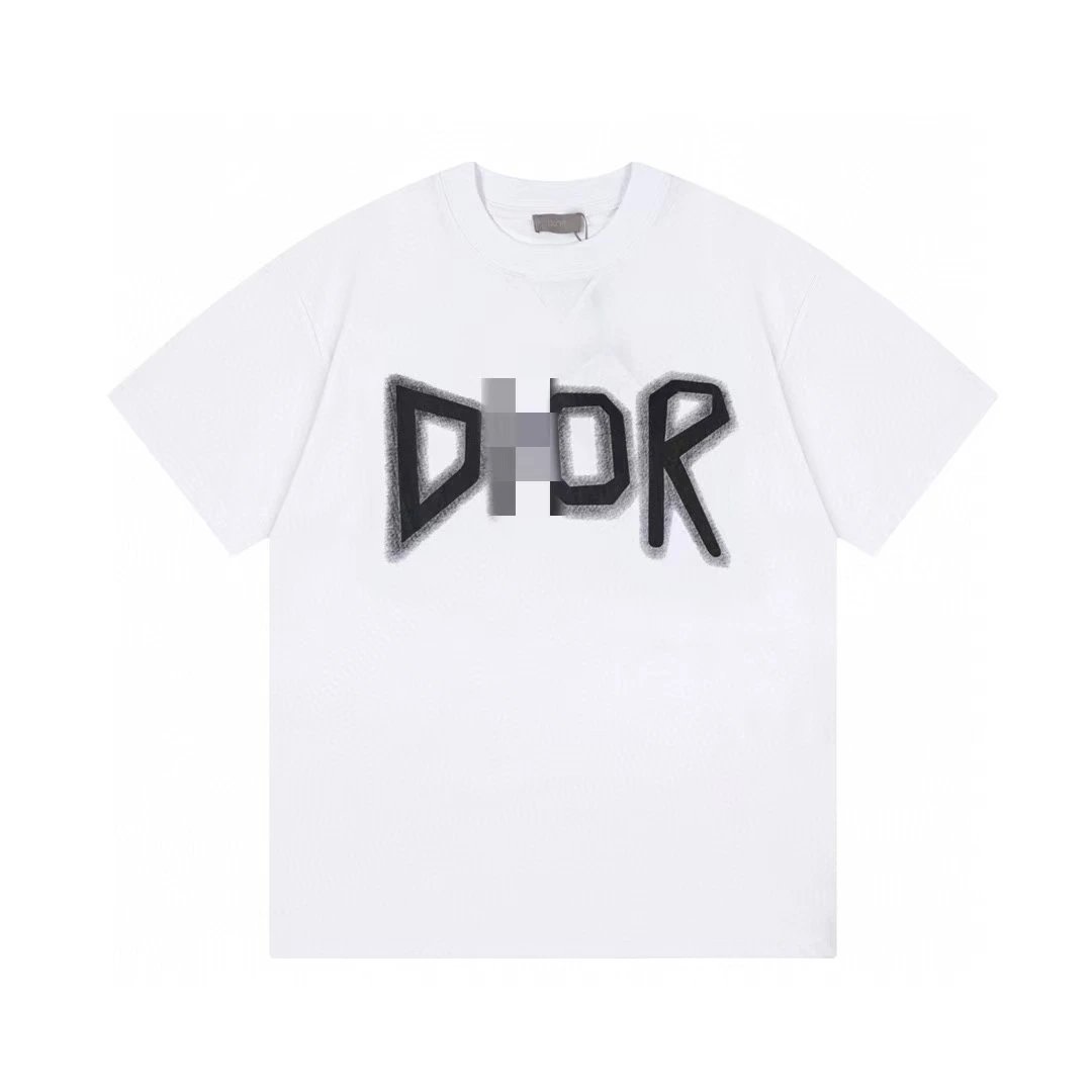 Dior Letter Print Trendy Style White T-Shirt