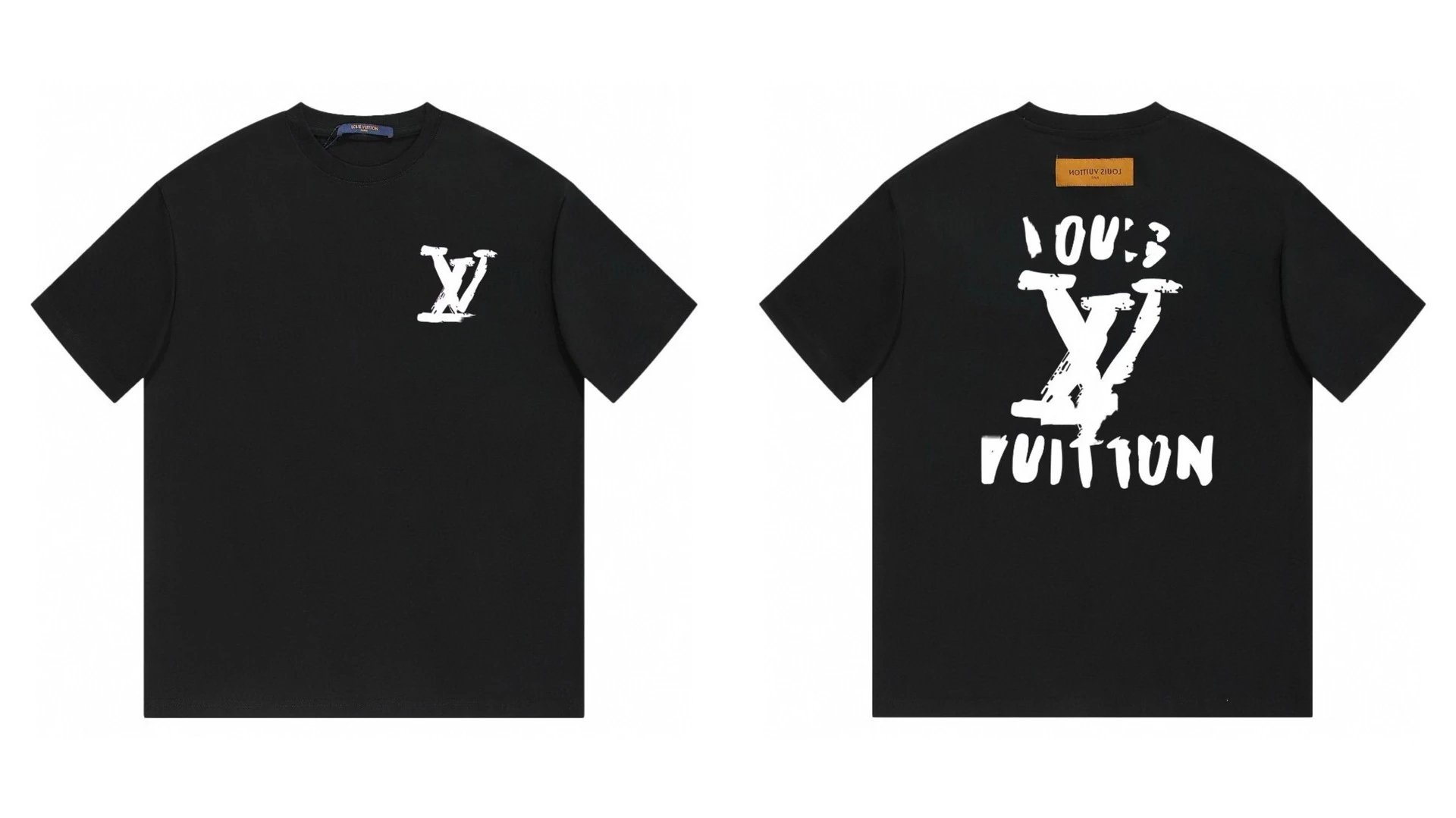 Louis Vuitton Graffiti Street Style Black Short Sleeve T-shirt