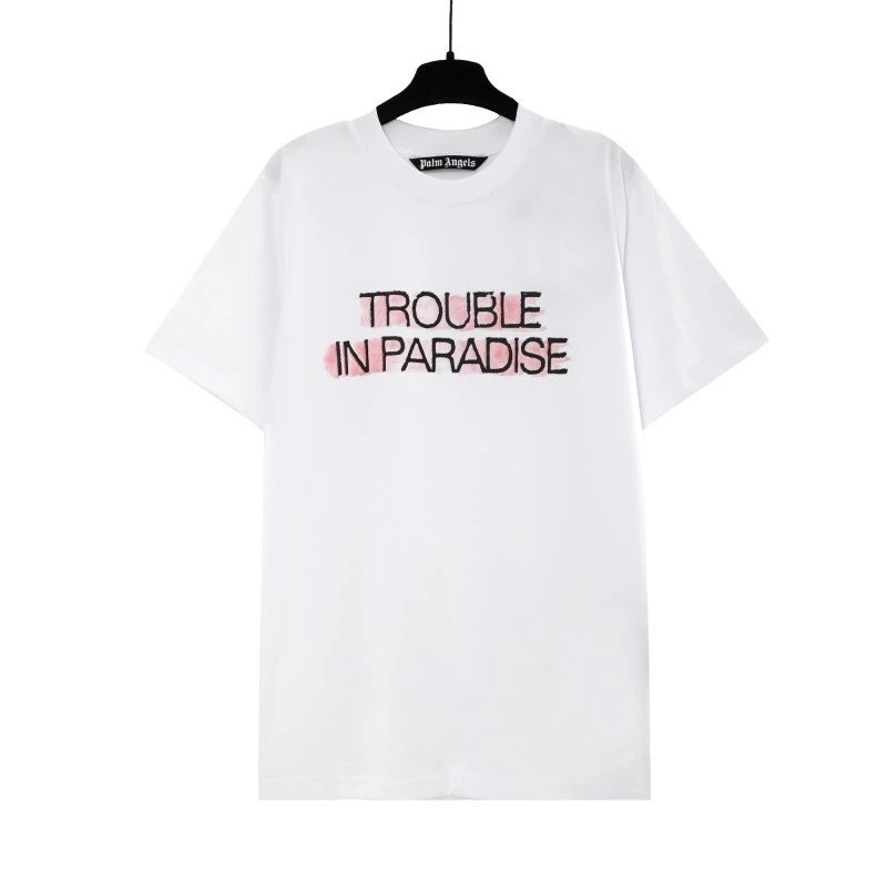 Palm Angels Streetwear Logo T-shirt White Palm Tree with Practical Shape
