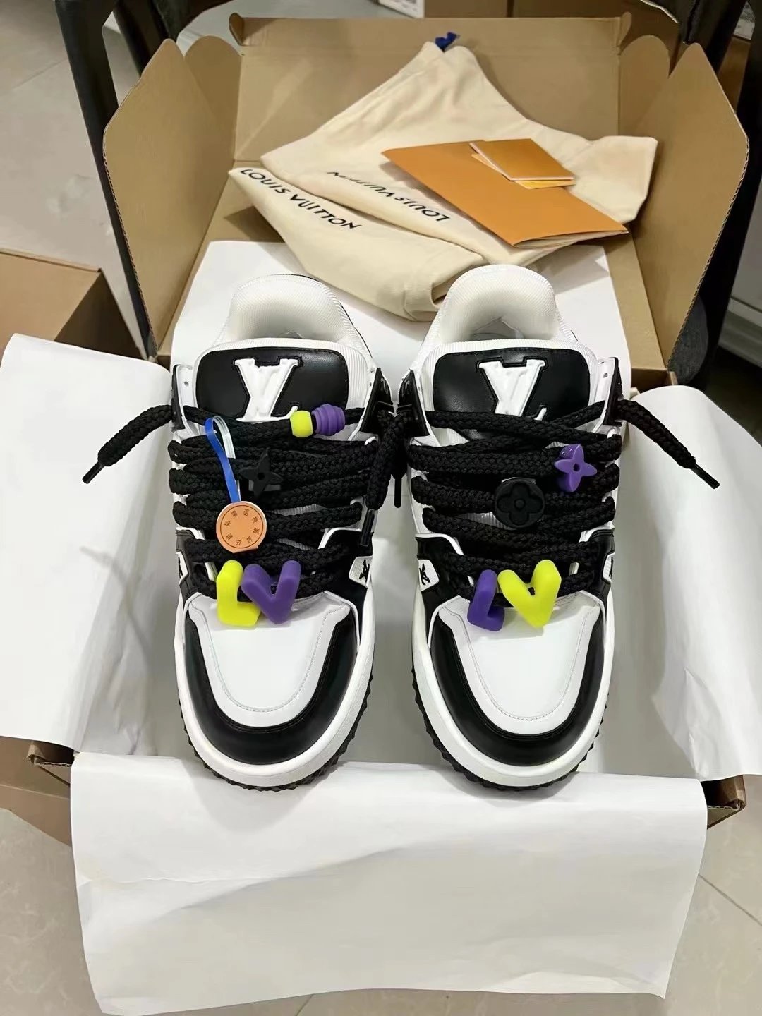 Louis Vuitton Black White Kids-style Low-top Kids Sneaker for Daily Rotation