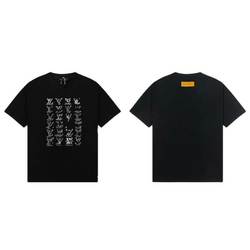 Louis Vuitton Graffiti Trend Style Black Short Sleeve T-Shirt