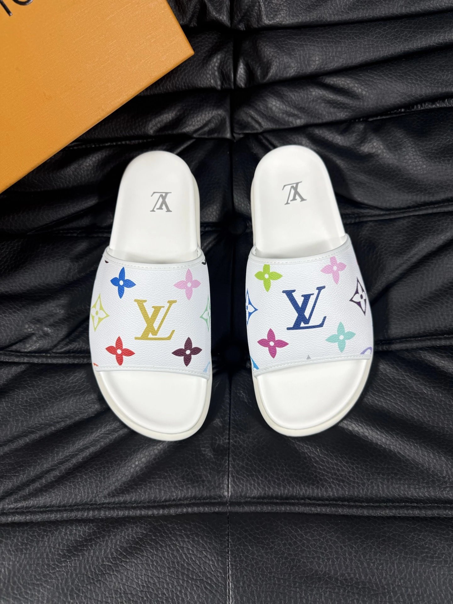 Louis Vuitton Multicolor Monogram Trendy White Slides