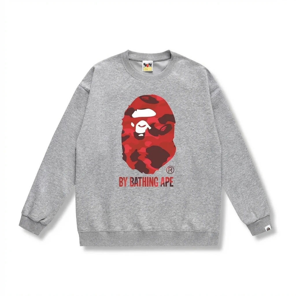 Bape Ape Head Camouflage Style Grey Sweatshirt