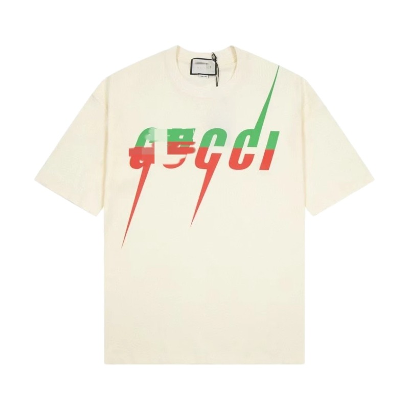 Gucci Color-block Print Casual Style Off-white Short-sleeve T-shirt