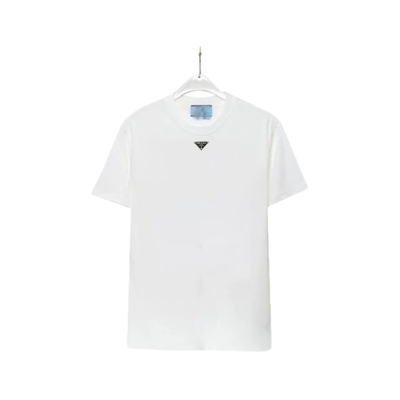 Prada Triangle Logo Minimalist Style White T-Shirt