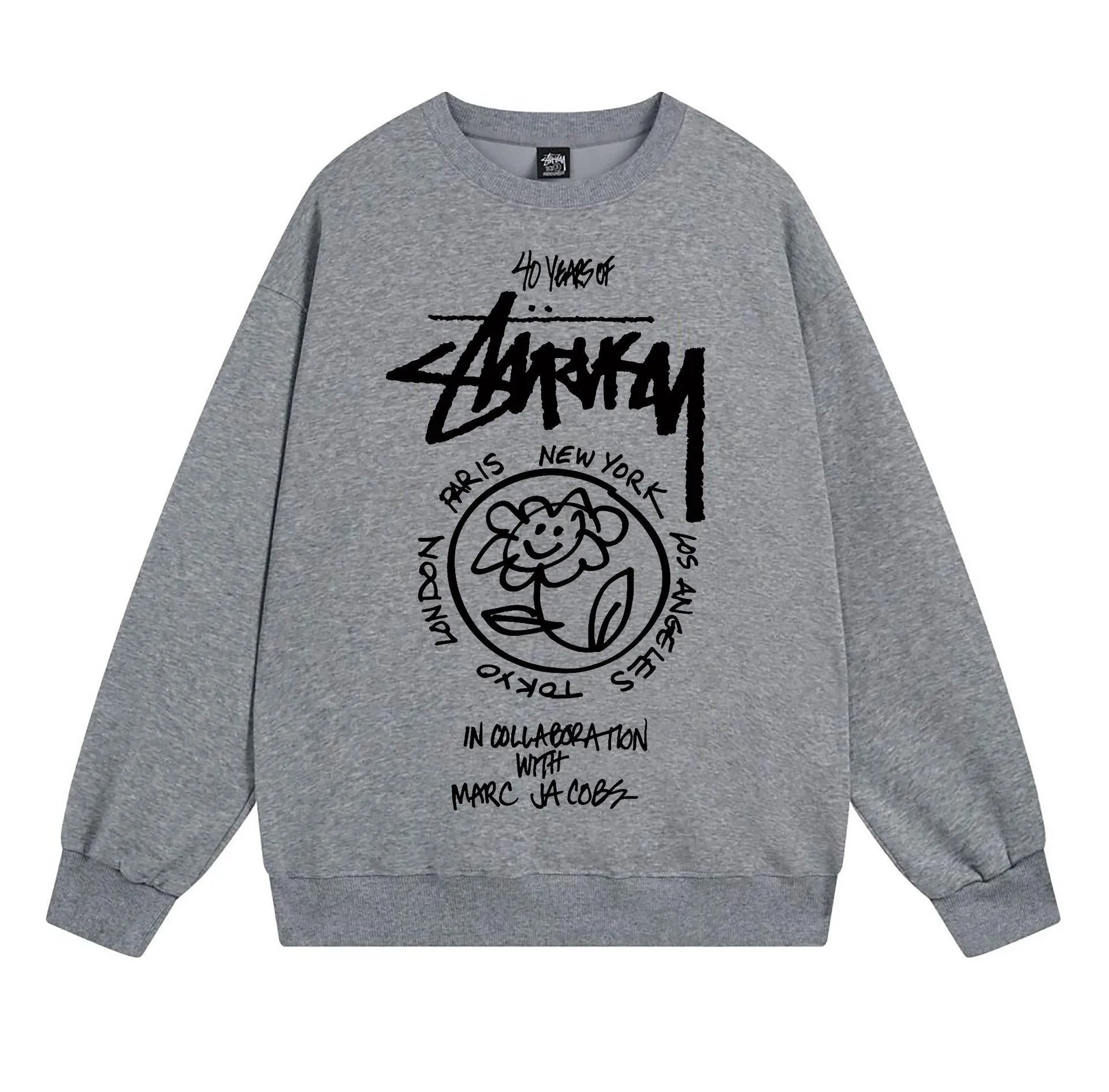 Stussy Gray Style 539 Graphic SweatShirt Minimal Look