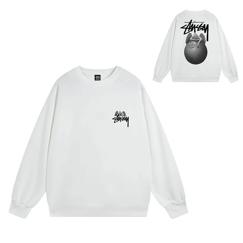 Stussy White Style 538 Graphic SweatShirt Relaxed Styling