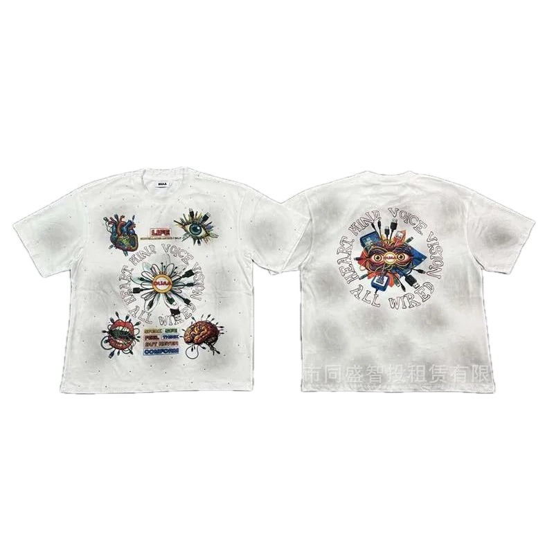 DUAA Organ Print Street Style White T-shirt