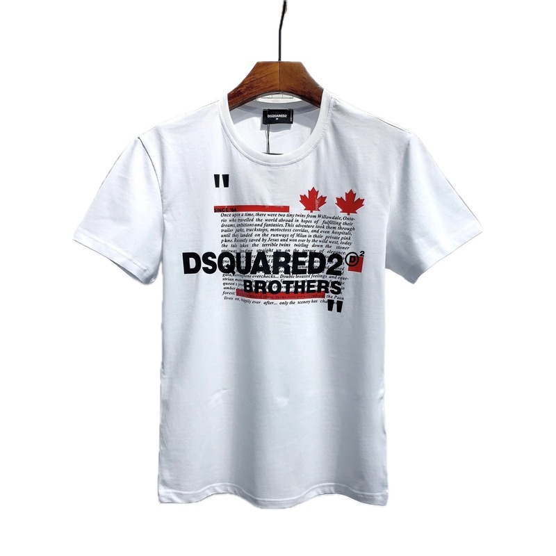 DSQUARED2 Maple Leaf Print Street Style White T-Shirt