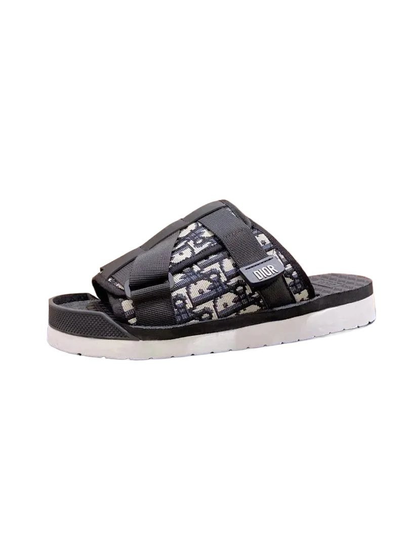Dior Vintage Monogram Black and White Slide Sandals