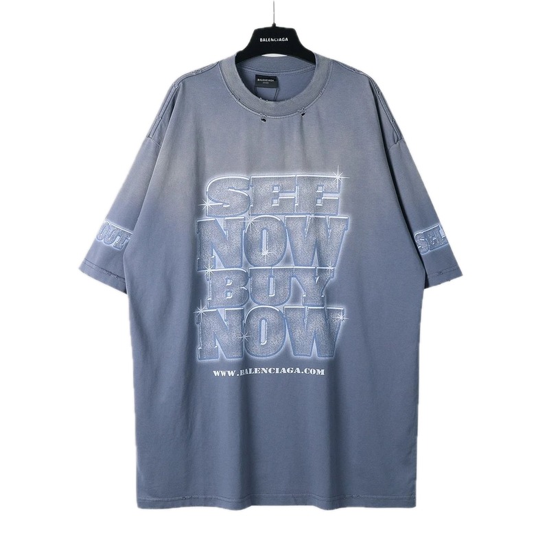Balenciaga letter grey short-sleeve