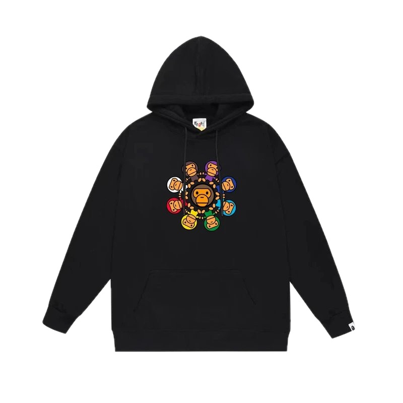 Bape Colorful Ape Style Black Hoodie