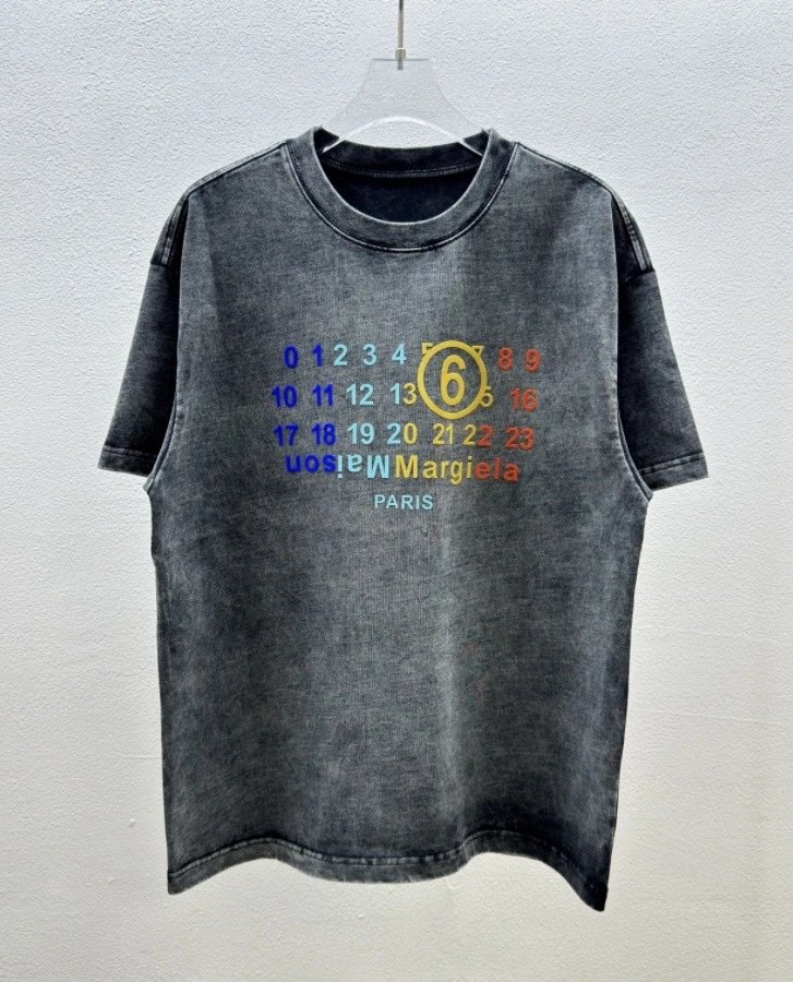 Maison Margiela MM6 Vintage Distressed Charcoal Gray T-Shirt