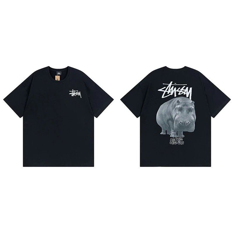 Stussy Black Spider Graphic T-Shirt Match Day Logo