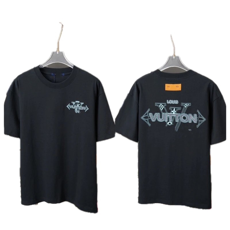 Louis Vuitton Letter Print Streetwear Style Black T-Shirt