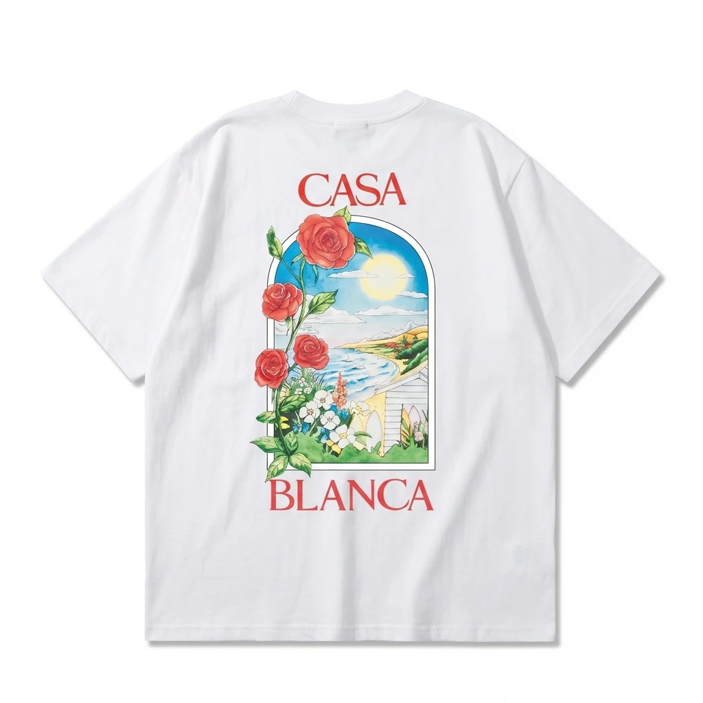 Casablanca retro printed white T-shirt