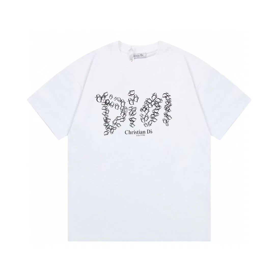 Dior Monogram Light Luxury Style White Short-sleeve T-Shirt