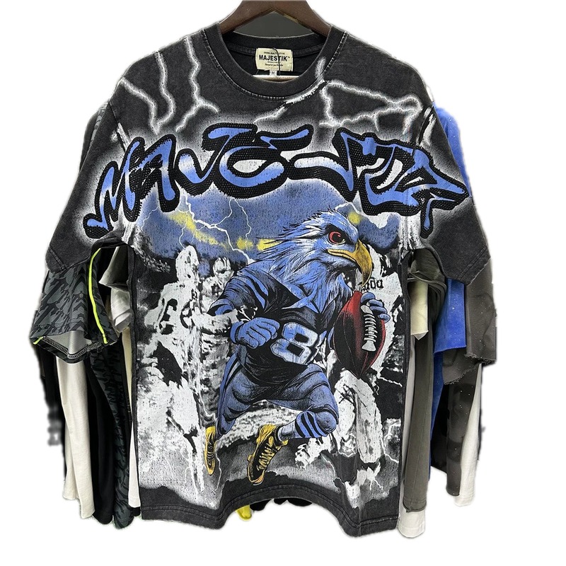MAJ Flying Eagle American Vintage Distressed Black Short Sleeve T-Shirt