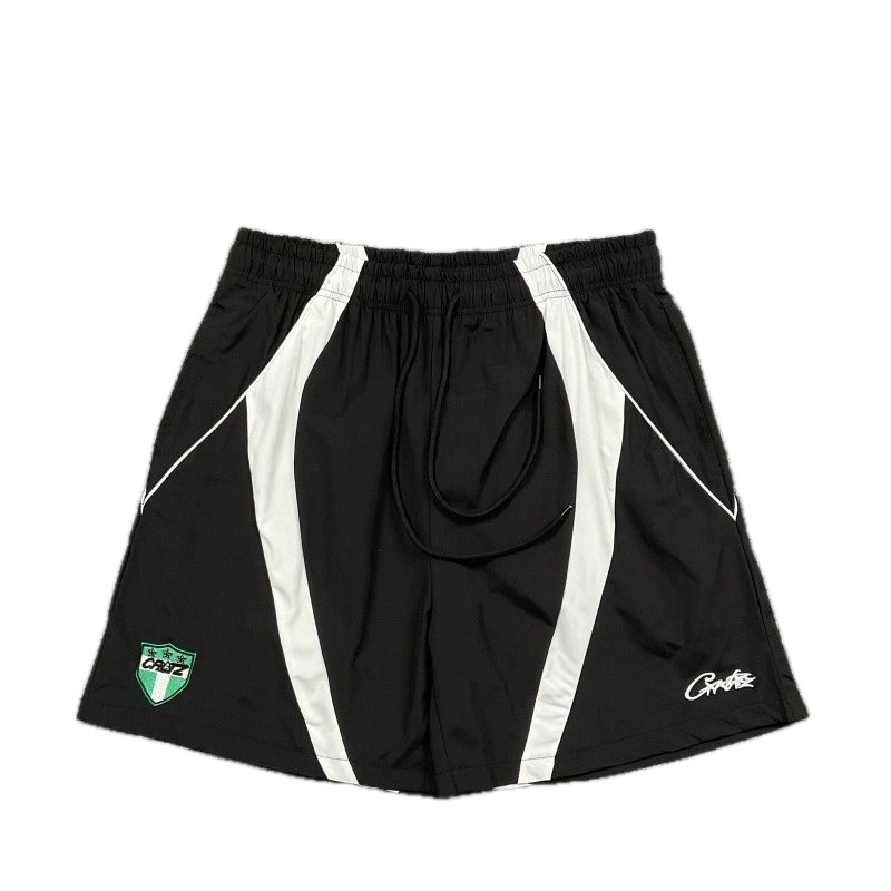 Corteiz Shield Logo Street Style Black and White Shorts