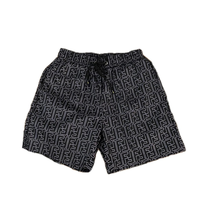 Fendi Double F Collection Vintage Monogram Style Black Shorts