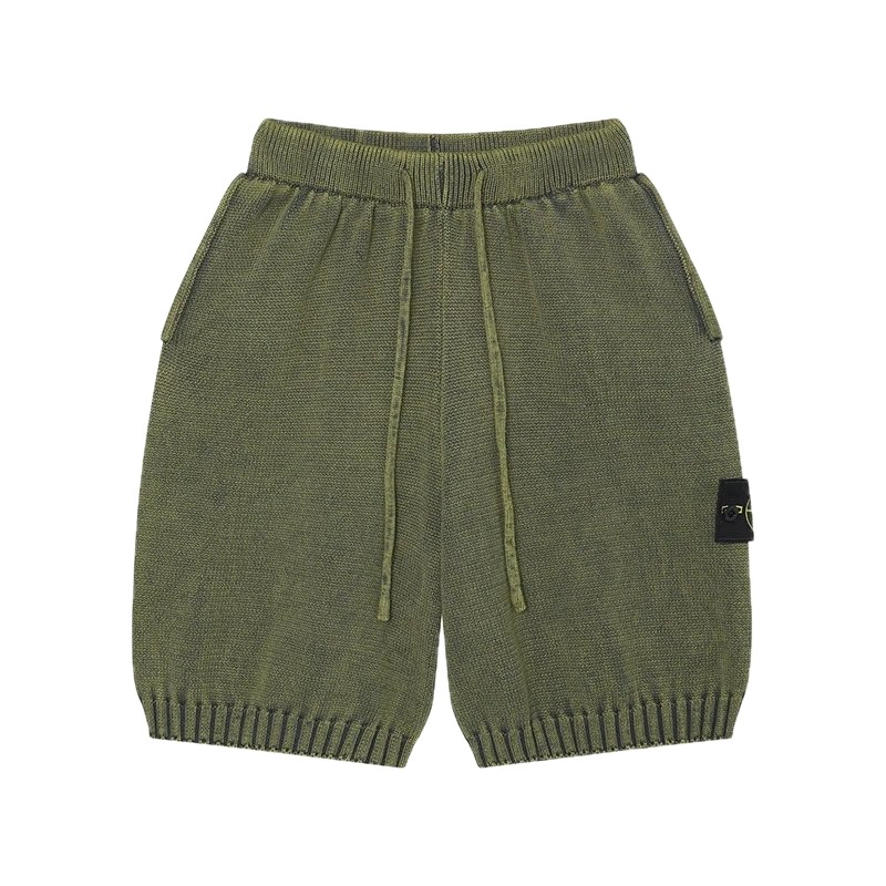 Stone Island Knit Techwear Style Military Green Shorts