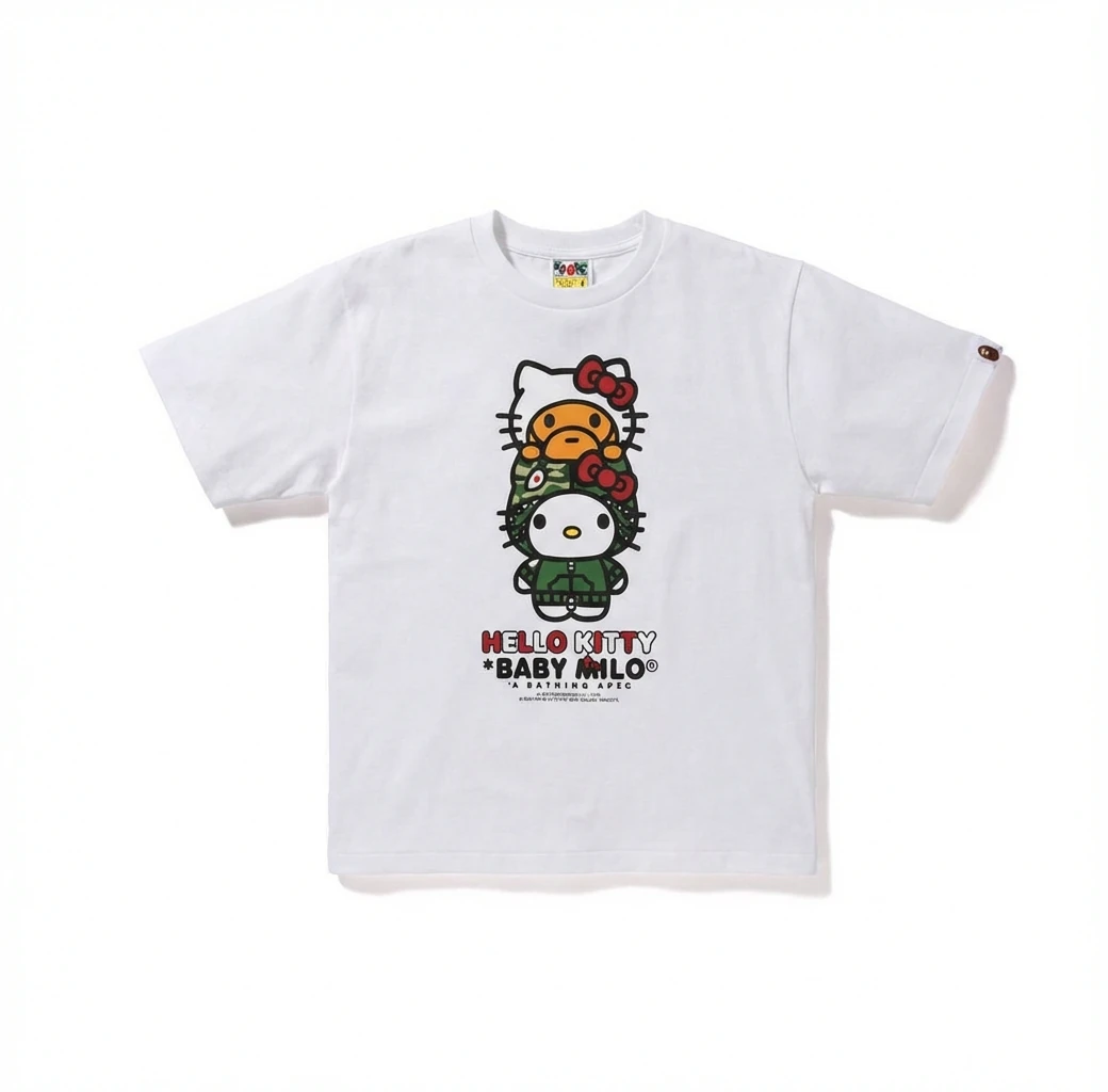Bape co-branded cartoon-style white T-shirt