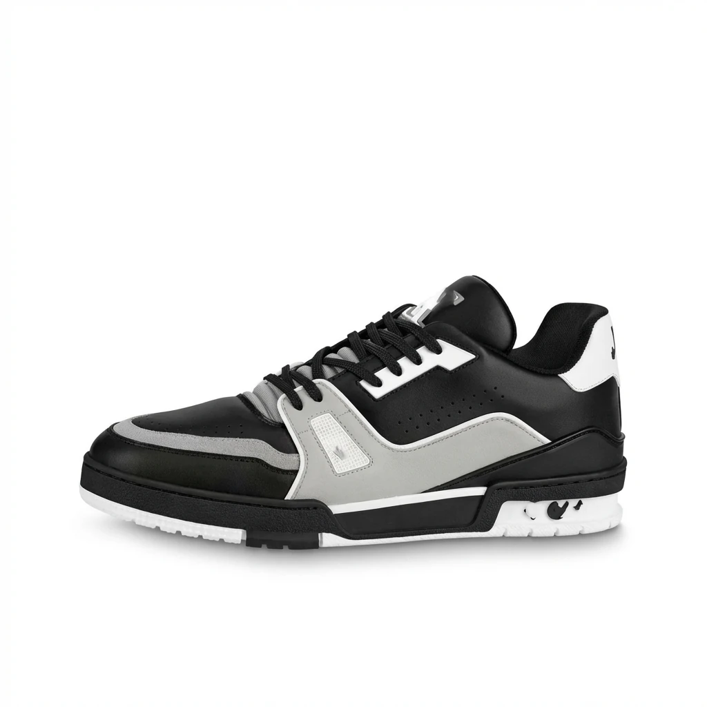 Louis Vuitton black, white and grey sporty style sneakers