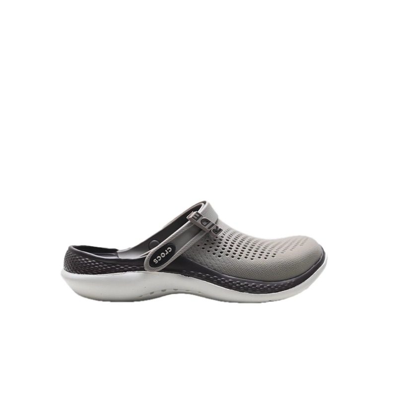 Casual style of Crocs clogs in gray and black